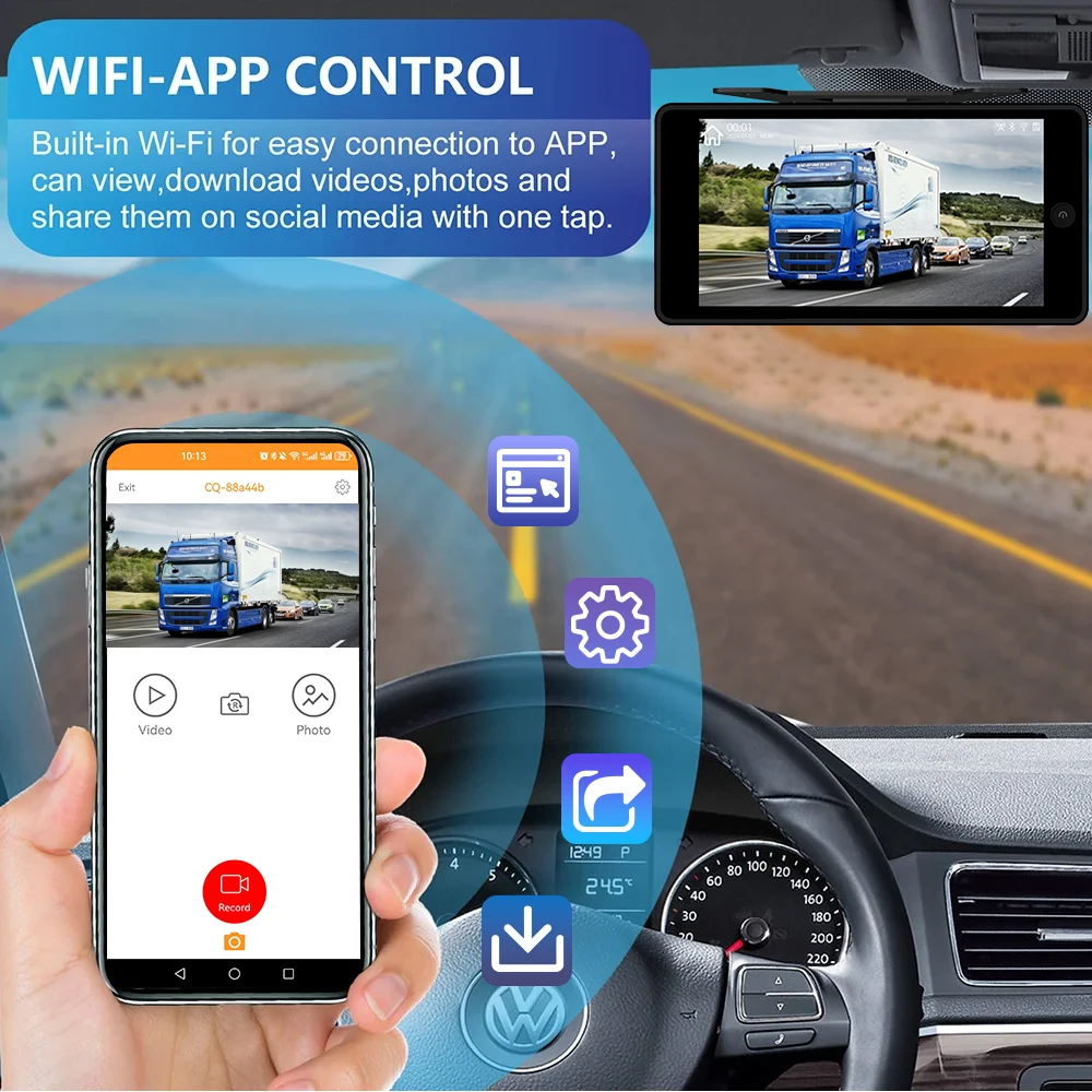 10 1-дюймовый автомобильный видеорегистратор CarPlay 4-канальный Android Auto рекордер