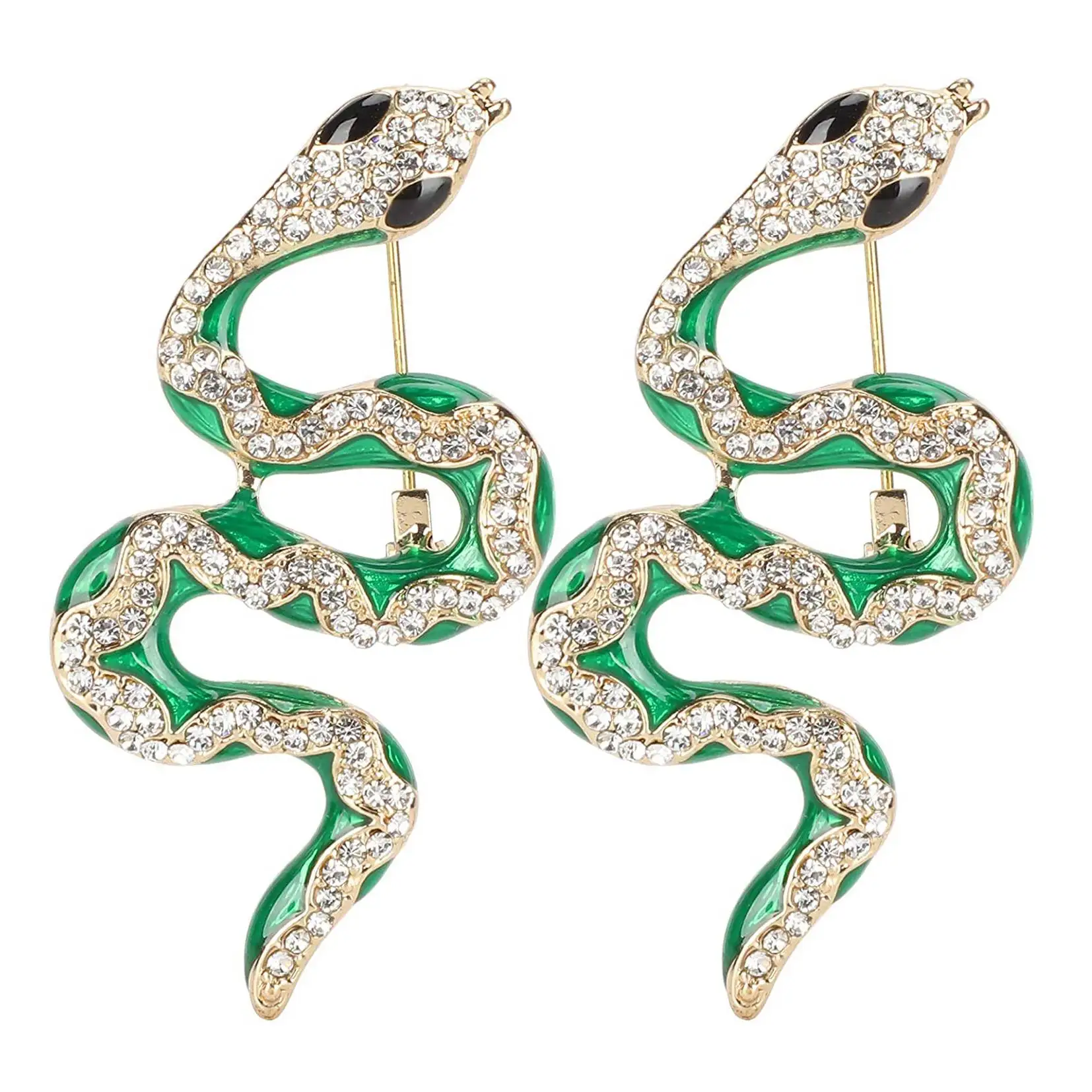 

2 PCS Brooch Snake Crafts Brooch Pin Colored Rhinestone Alloy Unisex Women Men DIY Accessories Decorate