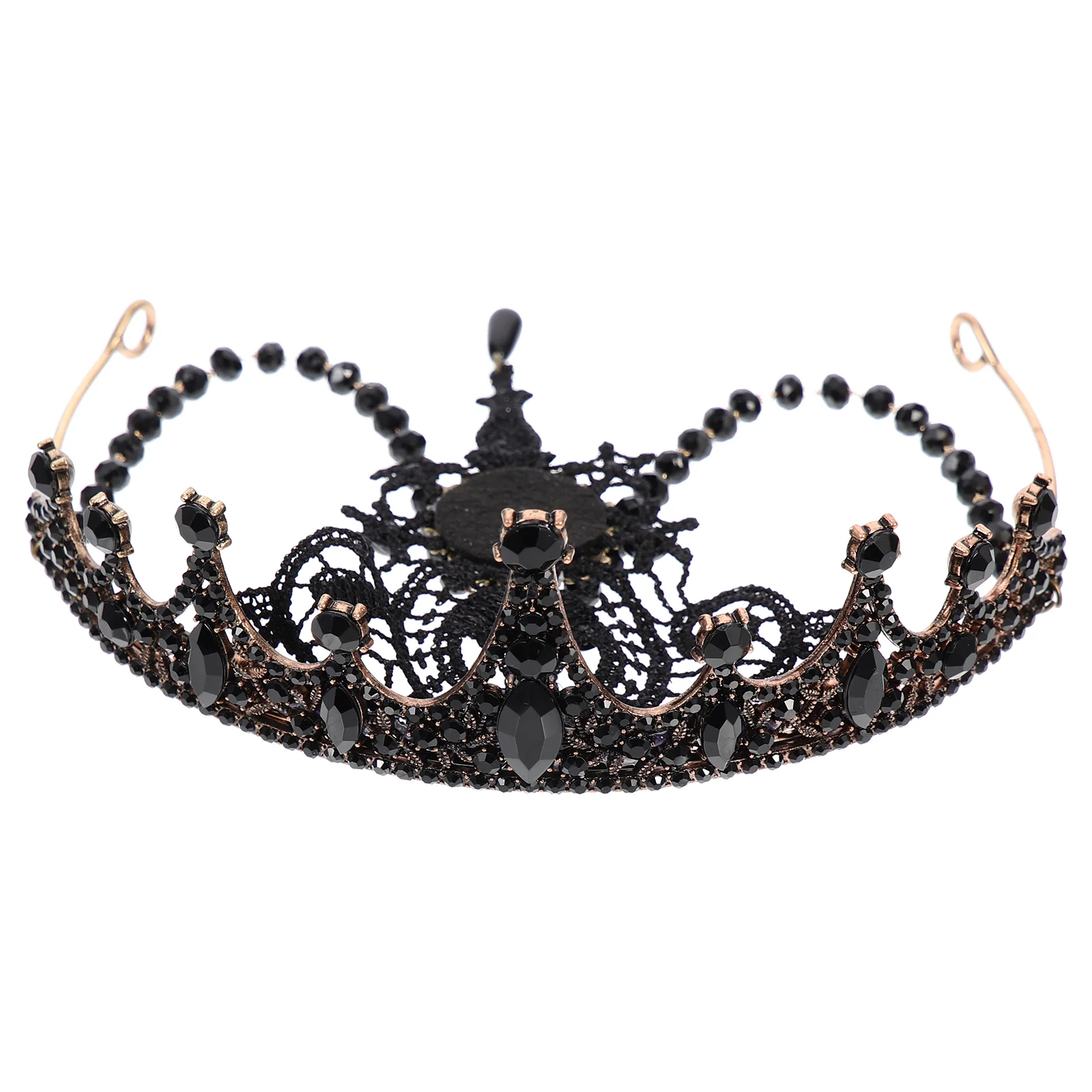 

Bridal Crystal Tiara Wedding Rhinestone Baroque Headband Bride Headdresshairwomen Blackchain Headwear Vintage Gothicaccessories