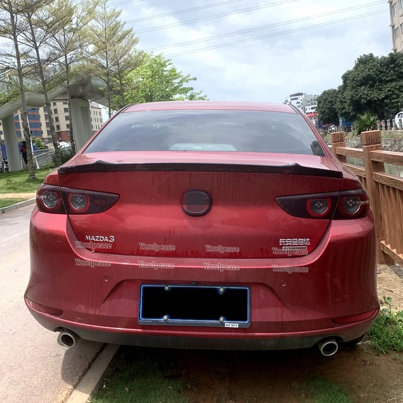 Спойлер для Mazda3 Axela 2019 2020 2021 блеск из АБС-пластика черный/углеродное волокно вид