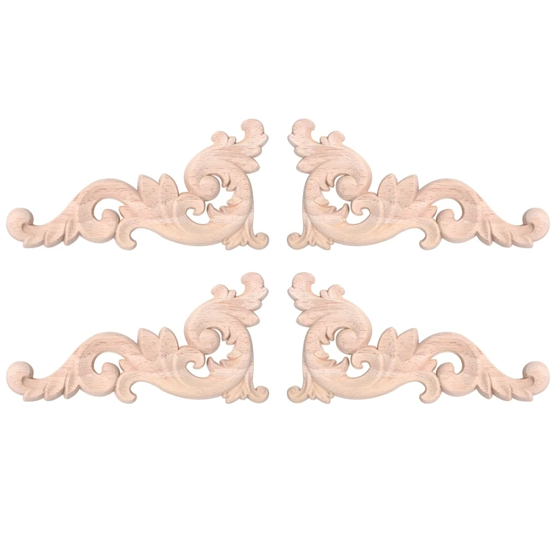 

4 шт., деревянные резная угловая наклейка, 15x8x см