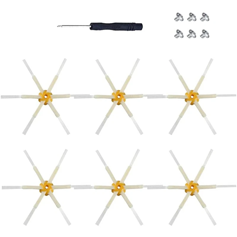 

6Pcs Replacement Spining Side Brush 6-Armed For Irobot Roomba 500 600 700 Series 550 560 630 650 760 770 780 790 Vacuum