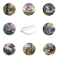 disney hand painted colorful princess pattern acrylic badges pins epoxy resin brooches decoration for child kids jewelry qgz647