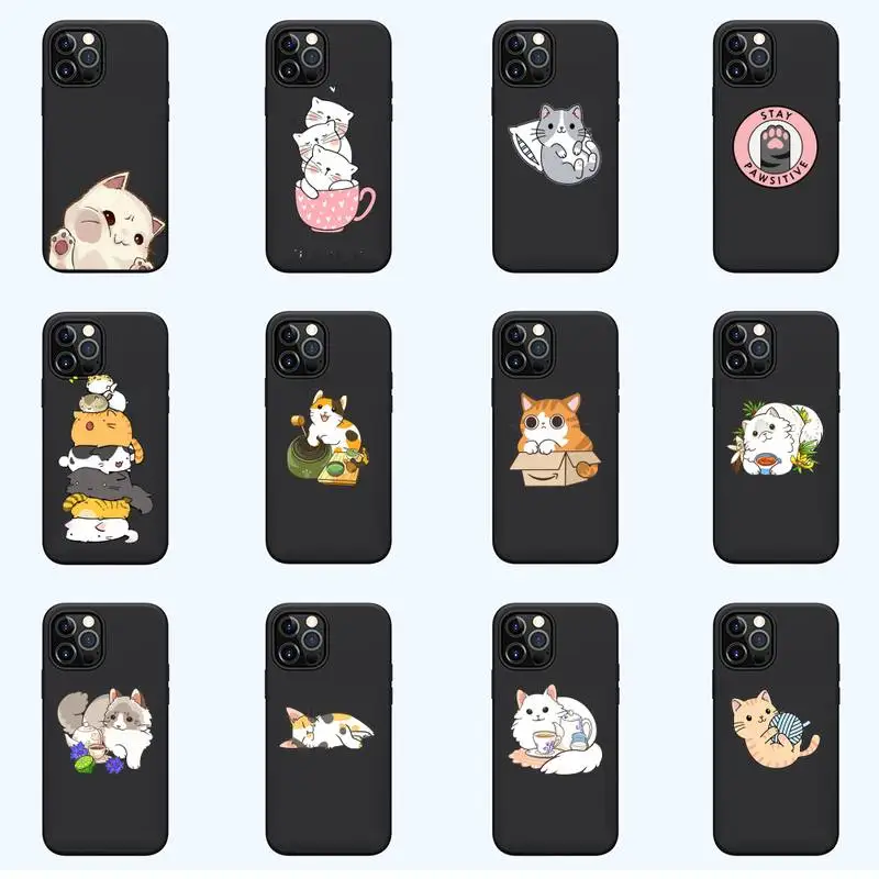 

Cute Cartoon Cat Phone Case For iPhone 13 12 11 mini pro XS MAX 8 7 6 6S Plus X SE 2020 XR