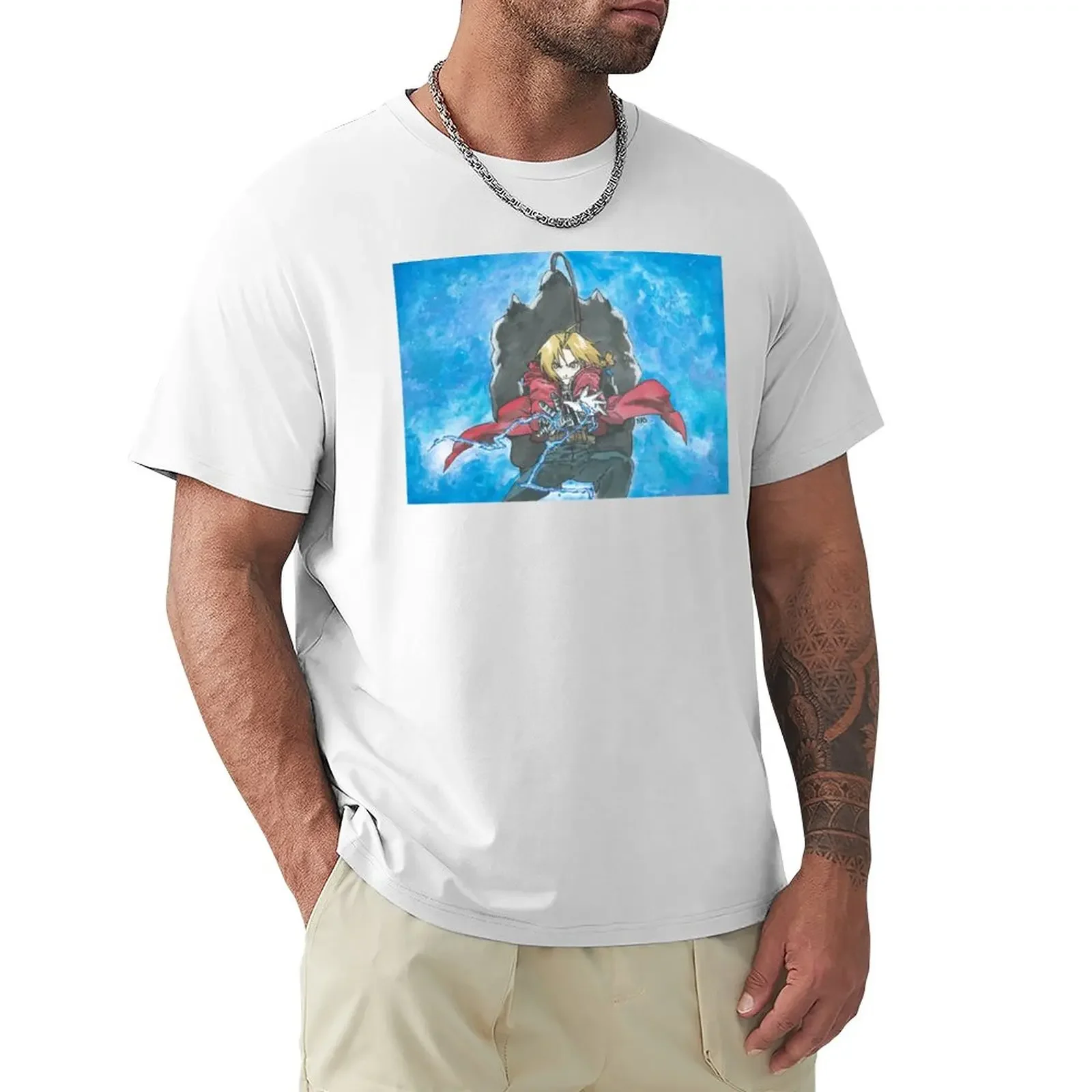 Мужская футболка с рисунком Эдварда Элрика большие размеры
