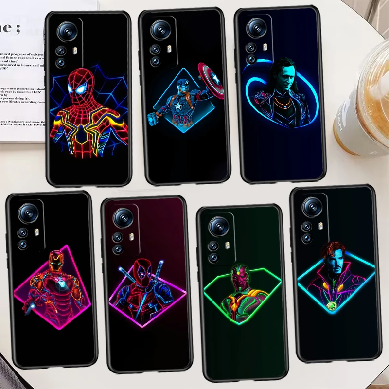 

Marvel Avengers hero color Case For Xiaomi Mi 12T 12S 12X 12 11 11T 11i 10T 10 9 Pro Lite Ultra 5G Black Phone Cover