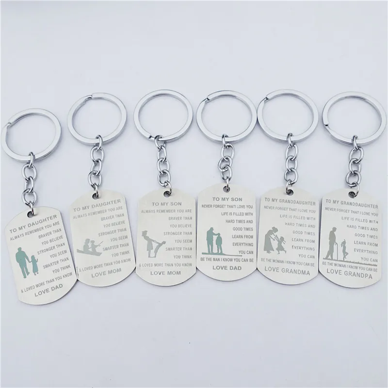 

12 Pieces Mix Styles Stainless Steel Keychains Dad Mom Son Daughter Grandma Grandfa Family Members Keyring Unisex Person Jewelry