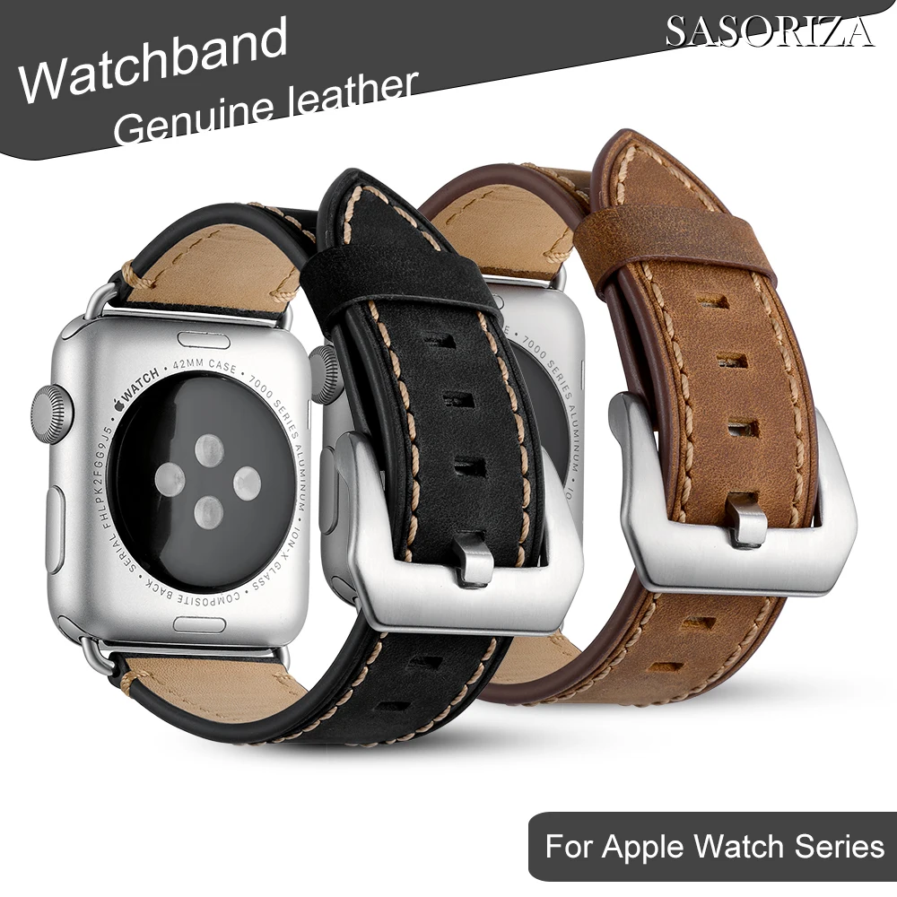 

Genuine Leather Watch band For Apple Watch 1/2/3/4/5/6/7/8/Ultra 38mm 40mm 41mm 42mm 44mm 45mm 49mm CrazyHorse Watch strap
