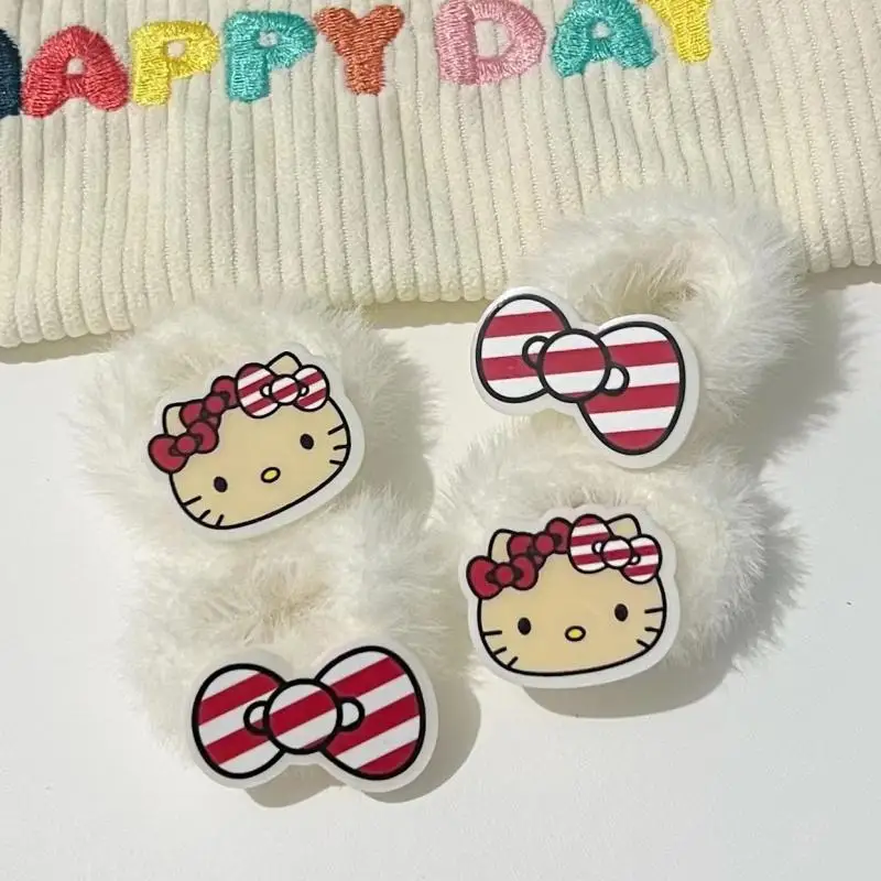 

Sanrio кавайная мультяшная черная кожа Hello Kitty креативная периферическая искусственная петля головные уборы для девочек и детей подарки на день рождения