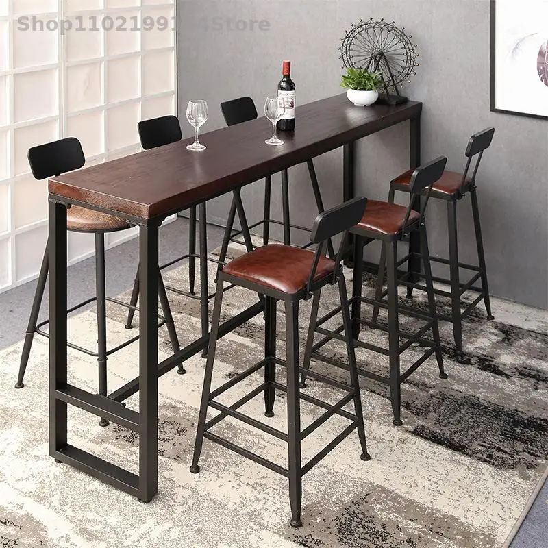 Европейский и американский ретро столик из кованого железа и массива дерева, стул в старом стиле, высокий, простой, для ресторана.