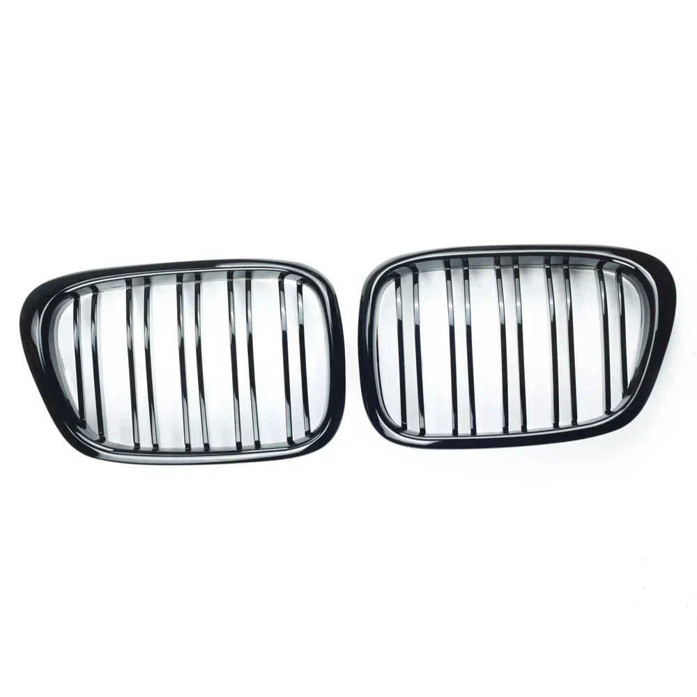 

Автомобильный передний бампер, решетка для почек, двойная планка для BMW E39 5 серии 525 528 1995-2004, глянцевая черная решетка, запасная часть