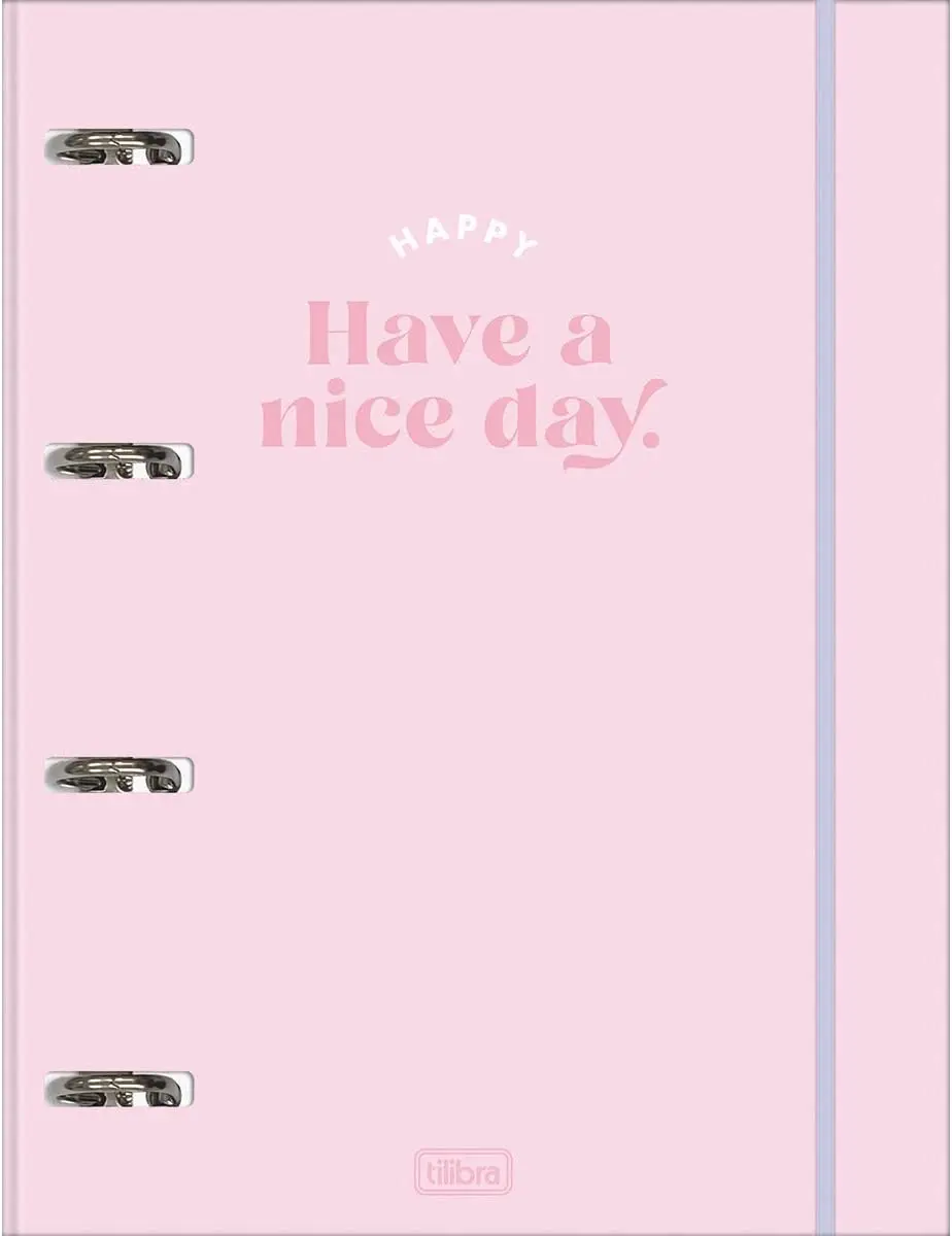 

NEW Caderno Argolado Cartonado Universitário com Elástico Happy 305626 20x27.5cm Rosa Pastel 80 Folhas caderno