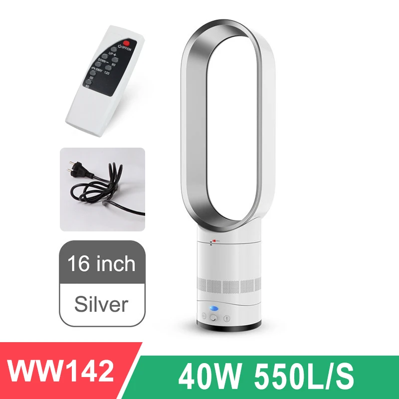 

Leafless Air Fan with Remote Control 2 Hours Timing LED Switch Negative Ion Air Purification Easy To Clean The Fan
