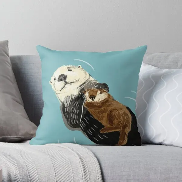 

Наволочка с принтом морской выдры, декоративная подушка в машину, для украшения талии, дивана, спальни, аниме стиль, не входит в комплект