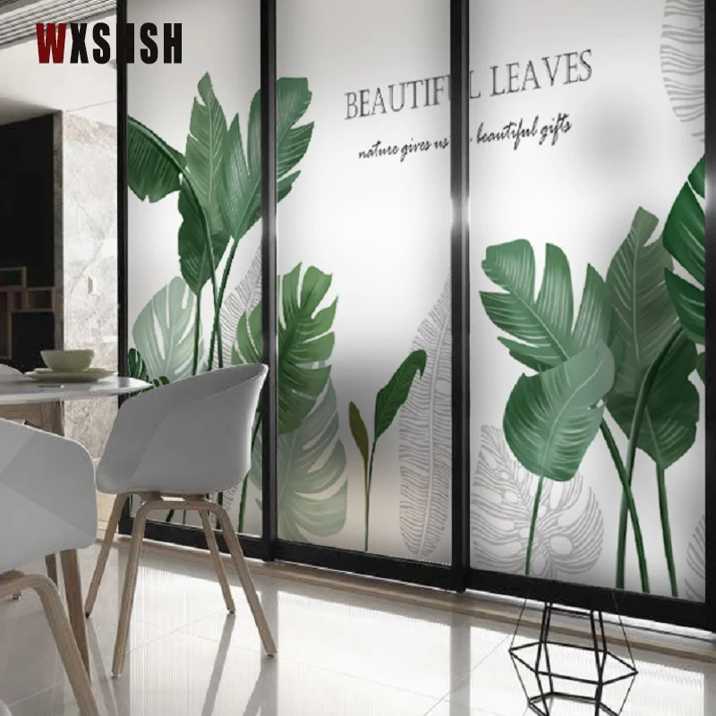 Наклейки на стекло статический виниловый узор с растительным узором защита от