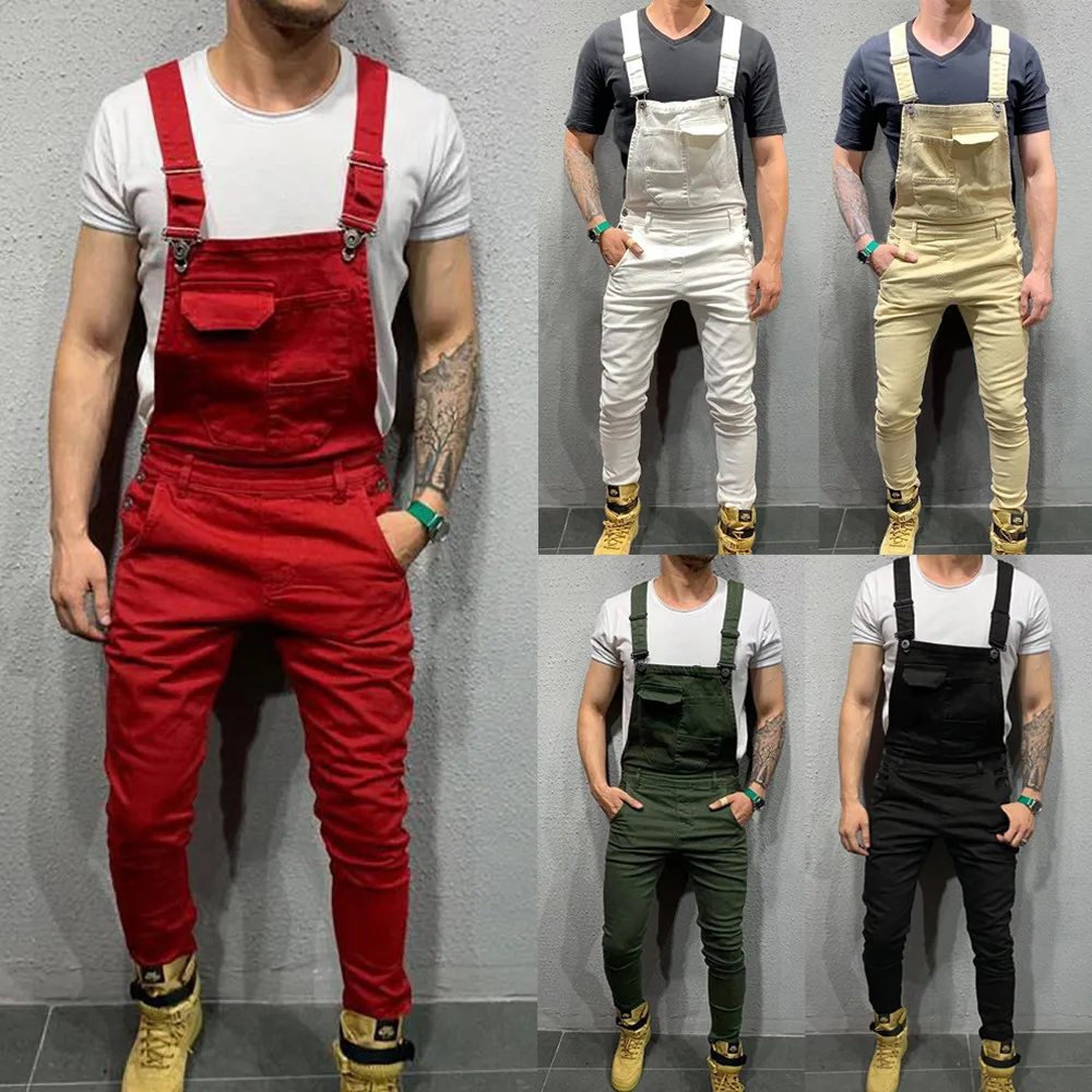 New Tie-dye Denim Overalls Overalls Fashion Slim Fit Men's Trousers Solid Color Jeans Men's Street Overalls S-3XL Designer Pants