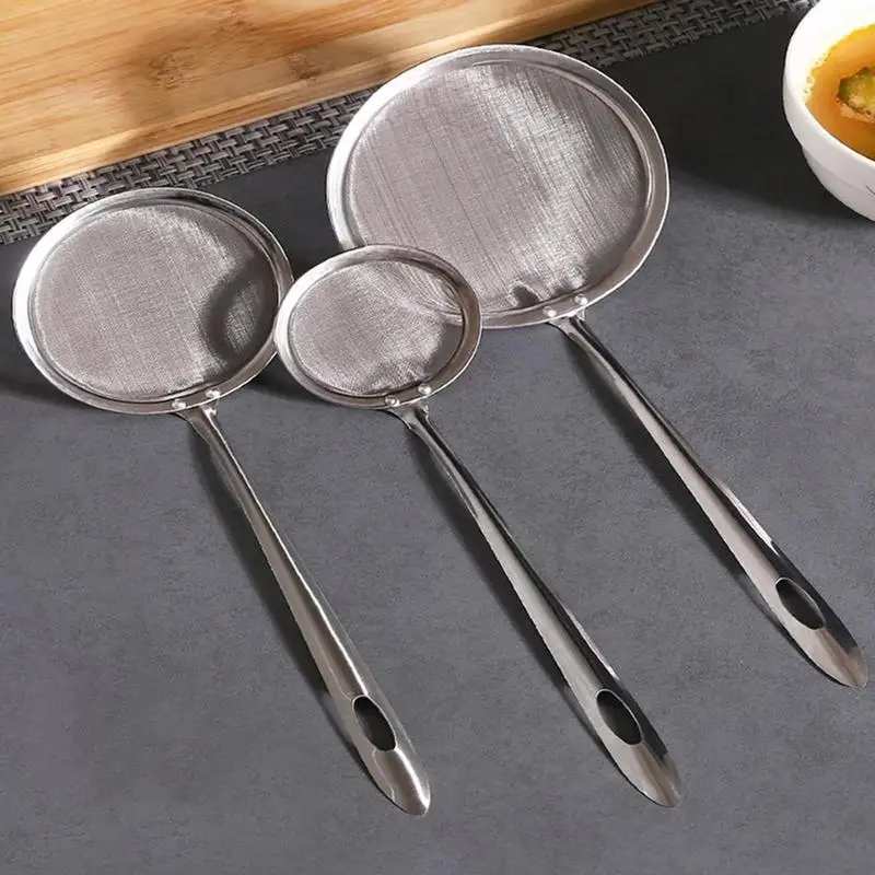 

Kitchen Filter Spoon Hot Pot Filter Stainless Steel Fine Mesh Oil Pot Strainer Ladle Skimmer Oval Fine Mesh Kitchen Accessories