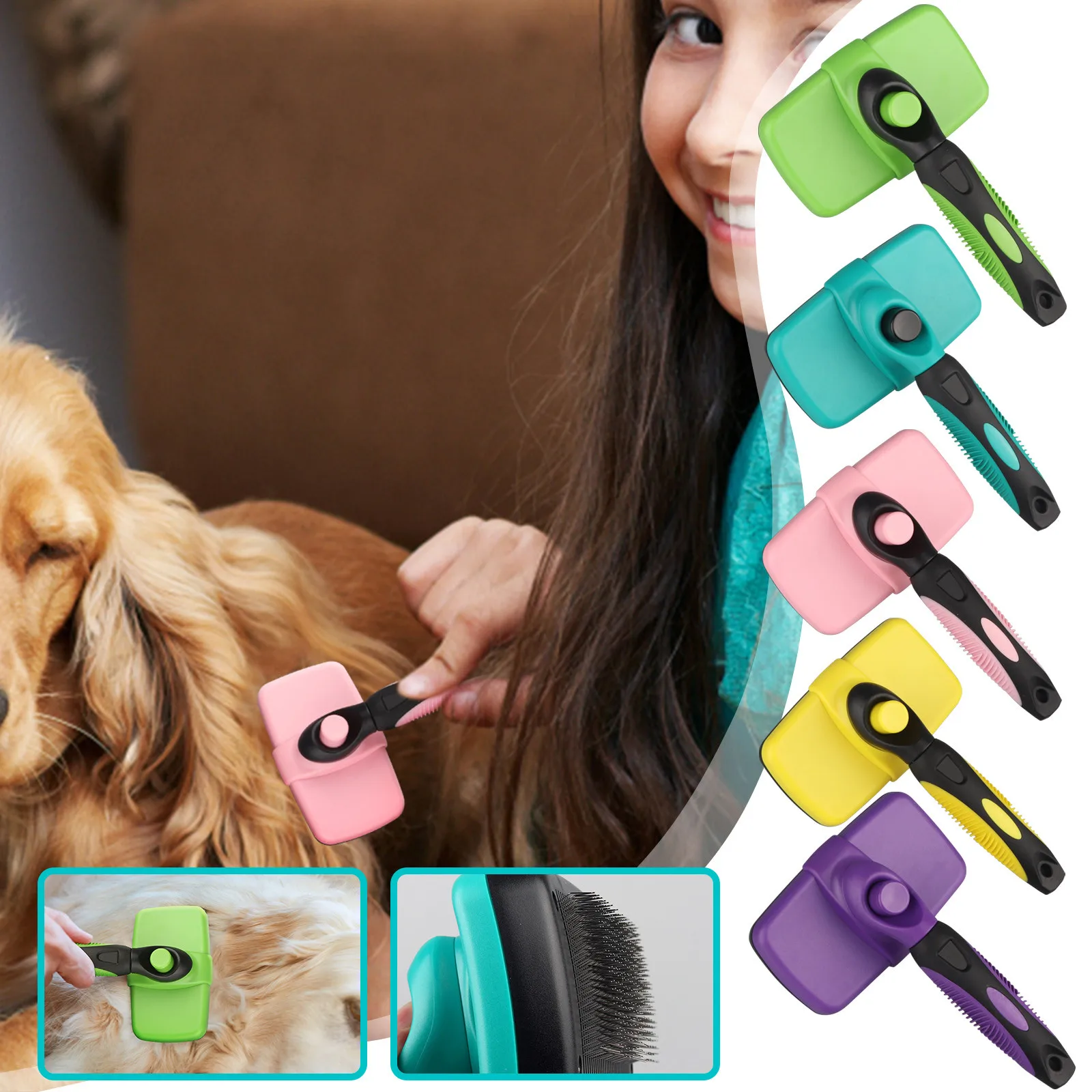 

Pet Supplies Hair Silica Gel Removal To Floating Hair Large Telescopic Cat And Dog Knot Comb Colorful Cleaning Grooming Comb