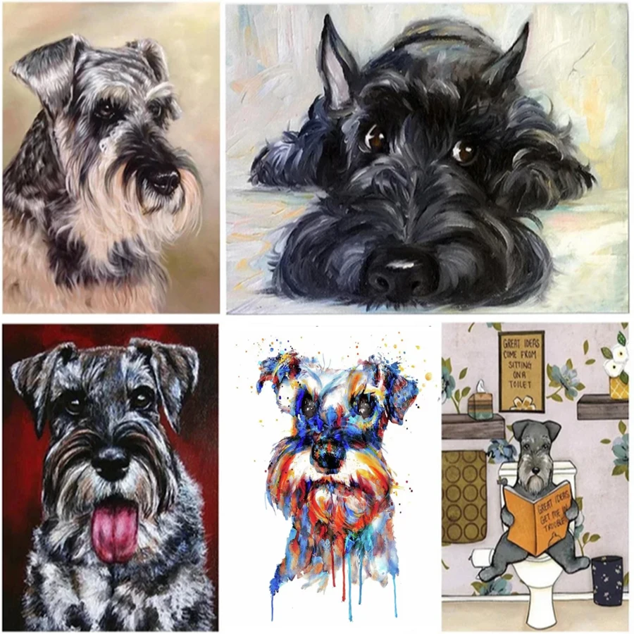 5D DIY наборы алмазной живописи новая коллекция туалет шнауцер собака картина