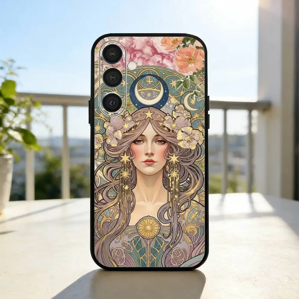 Фото Чехол для телефона ART A-Alphonse M-Mucha для Samsung A73,72,71,53,52,51,22,91,80, мягкий черный чехол №4