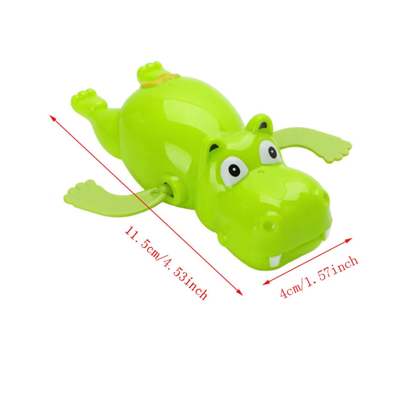 MOONBIFFY 1pc Children Baby Bathing Float Hippo Animal Clockwork Dabbling Toy Funny Color Random Delivery