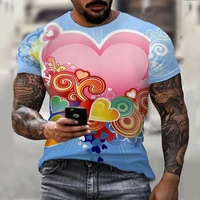 summer new heart shaped print 3d personality t shirts for menwomen sportswear harajuku casual tops male oversized tops tees