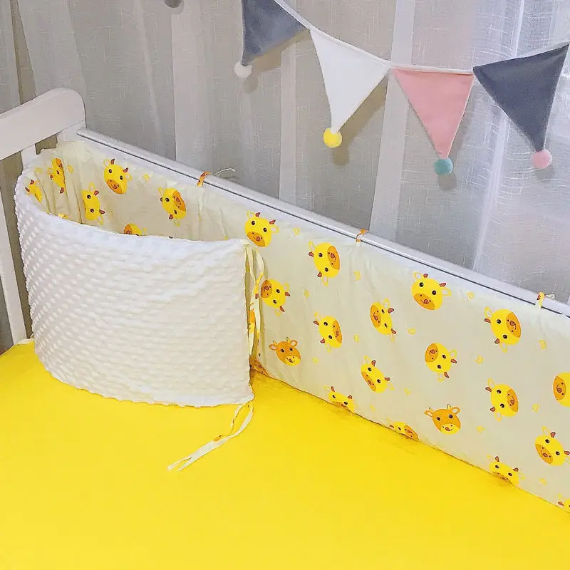 

Cartoon Style One-piece Crib Bed Surround Cotton Long Foldable Bumper Baby Cot Head Anti-collision Protect Bumper Four Seasons