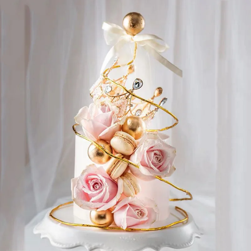 2023 проволочный шар С Днем Рождения Торт Топпер красное золото DIY Кристалл