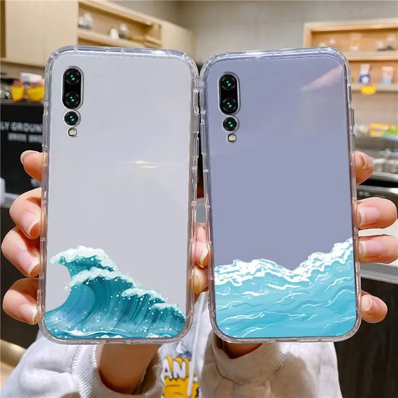 

Fashion Great Blue Wave Phone Case For Xiaomi 11 Redmi Note 11pro5G 8T 9A 9S 12S K30 10T Pro Ultra K40pro Transparent Case
