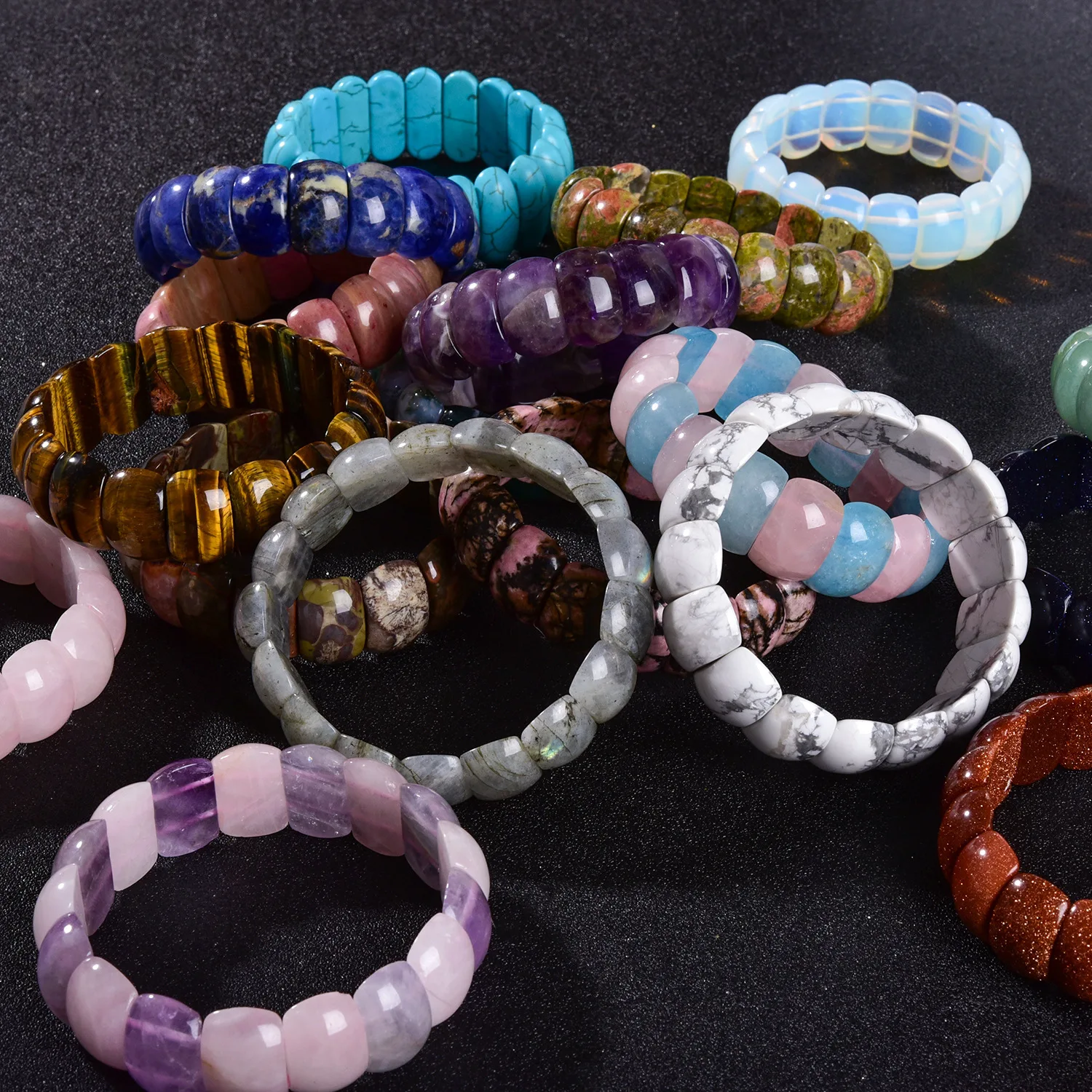 

Natural Crystal Bracelet for Women Men Trend Jewelry Accessorie Natural Tiger Eye Aquamarine Powder Crystal Bracelet for Gift
