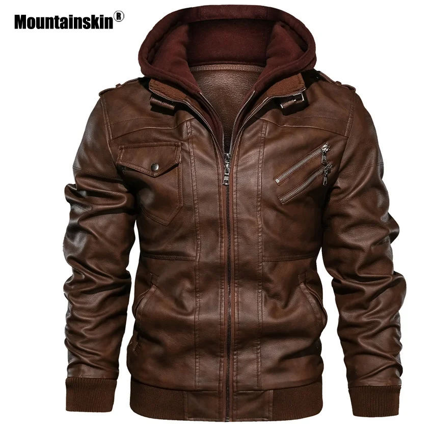 

Mountainskin New Men's Leater Jackets Autumn Casual Motorcycle PU Jacket Biker Leater Coats Brand Clotin EU Size SA722
