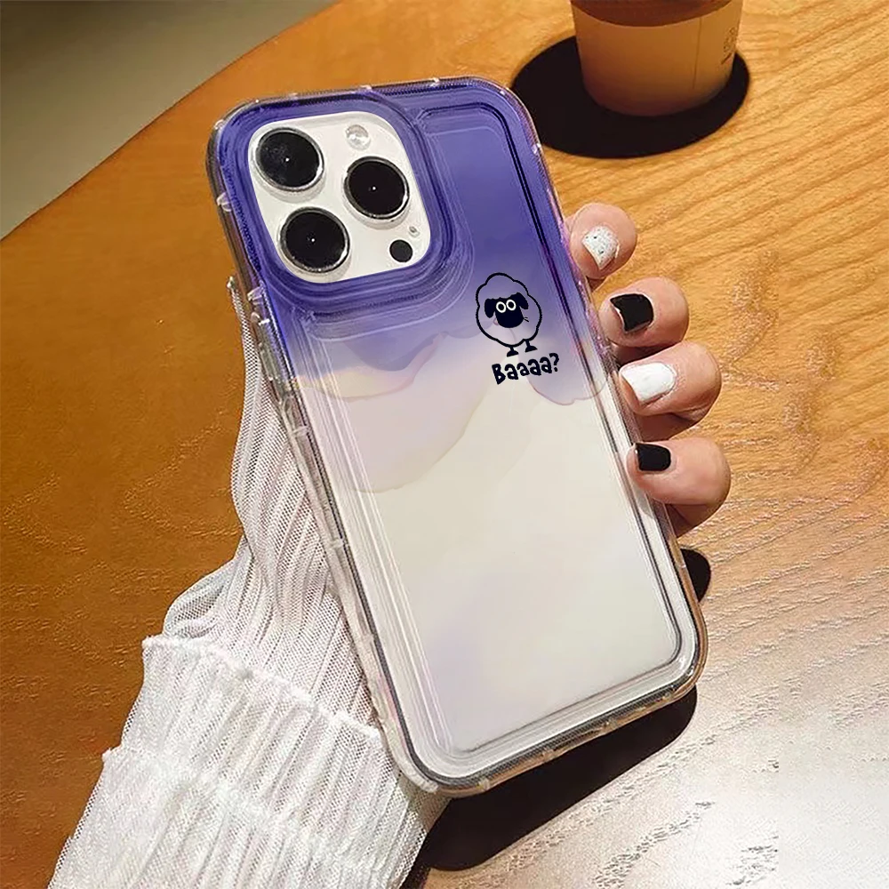 

Cartoon Sheep Case For iPhone 14 Plus 13 Pro Max 11 12 Mini XR XSMax XS 8 Plus SE Transparent Purple Gradient Cover TPU Cases