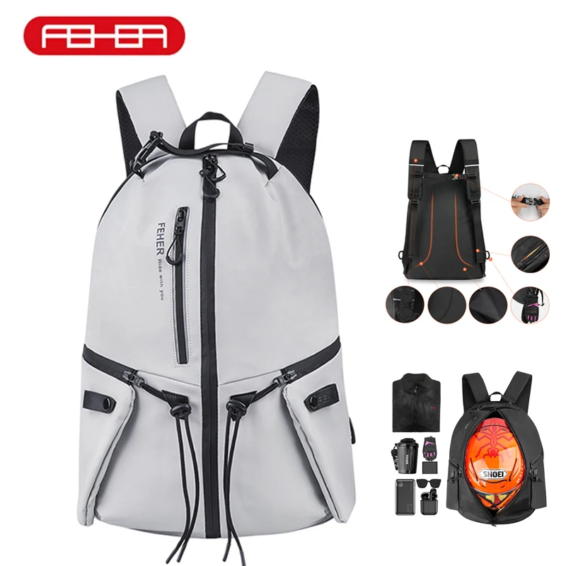 

FEHER Рюкзак для мотоциклетного шлема Водонепроницаемый пригородный рюкзак 37л Большой вместительный многофункциональный рюкзак из ткани Оксфорд 900D