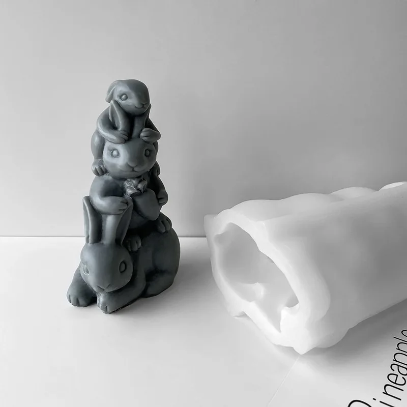 Милая многослойная фотоформа кролик семейная Ароматизированная свеча модель