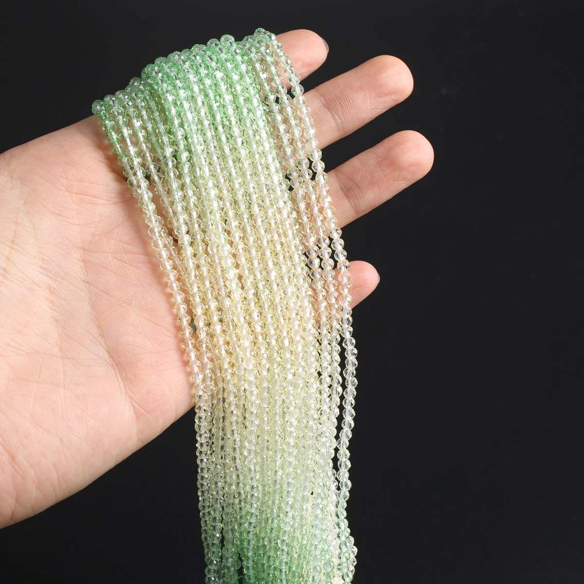 

Charming Green Beige Gradient Spinel Loose Spacing Faceted Beads 2-3mm Jewelry Making Necklace Earrings Bracelet Accessories