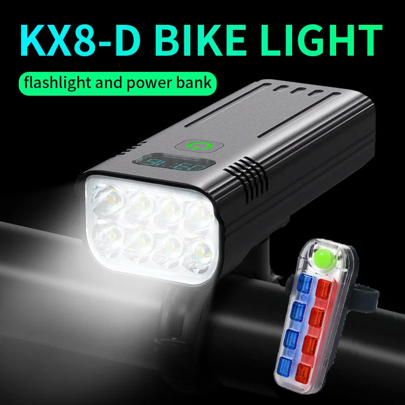 

8 LEDS Bike Light USB Rechargeable LED Bicycle Light 5000 Lumens Headlight with Rear Taillight MTB Flashlight Front Lamp