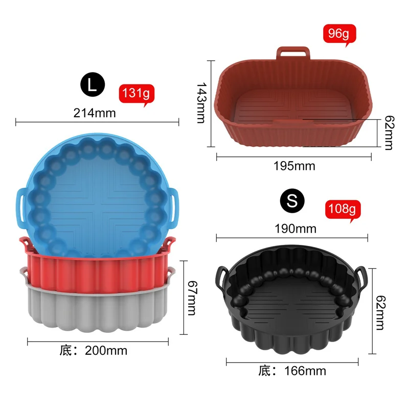 

50Pcs/Lot 3 Size AirFryer Reusable Pot Silicone Easy To Clean Oven For Round Liner Pizza Chicken Plate Grill Nonstick Pan Mat