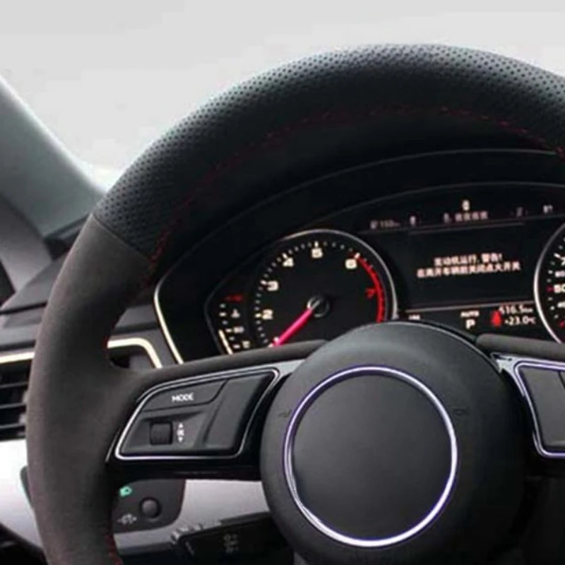 Чехол на руль автомобиля для Audi A4 (B9) Avant A5 (F5) Q2 A1 (8X) Sportback A3 (8V) DIY Черная замшевая