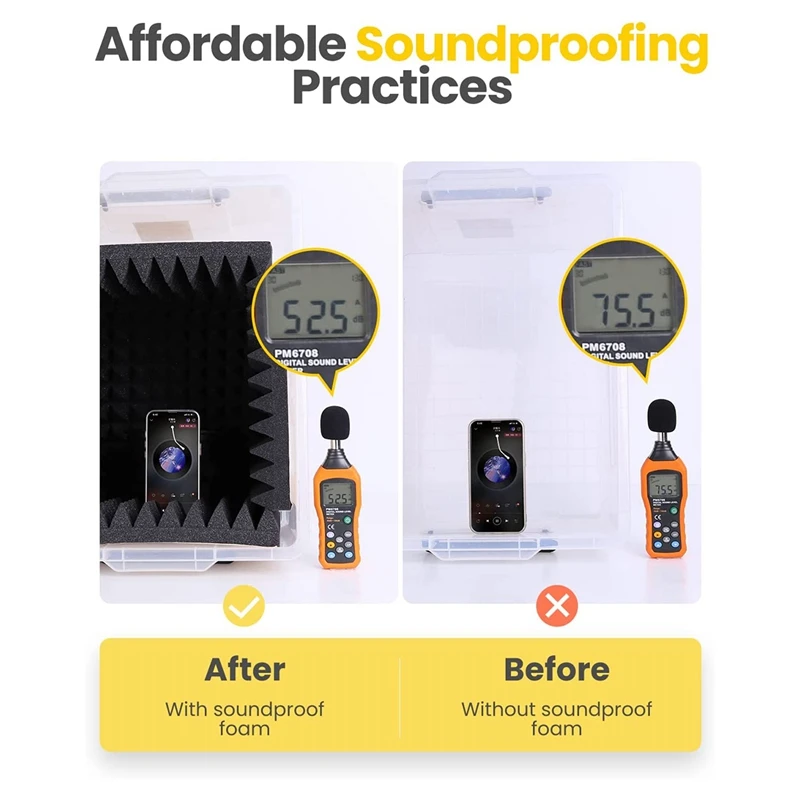 Самоклеящиеся звукостойкие пенопластовые панели 2x12x12 дюймов в виде пирамиды