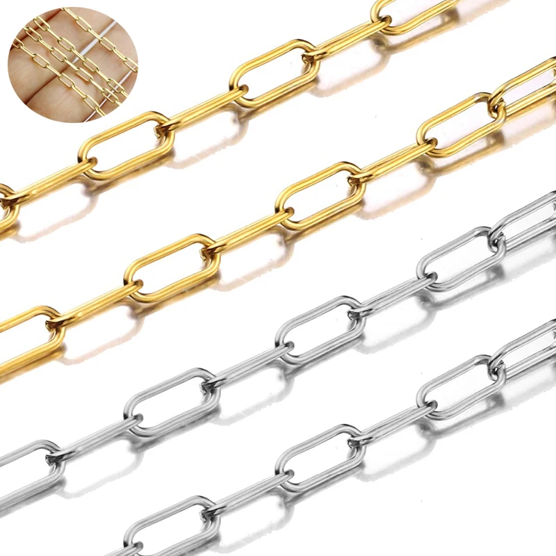 

1pcs Width 7mm Stainless Steel Rolo Cable Hip-hop Punk Chains for Bracelet Necklaces Jewelry Making Supplies length 21cm-100cm