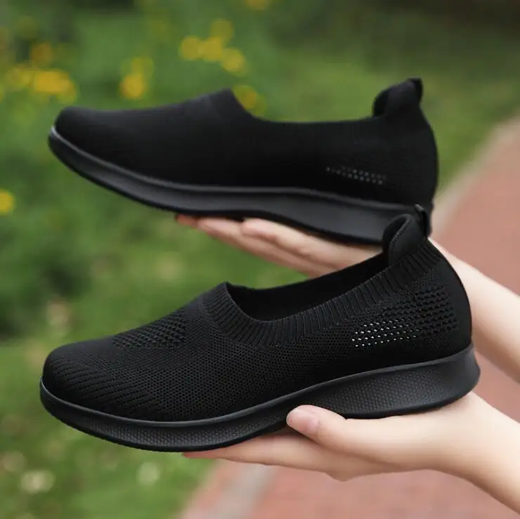 

Кроссовки женские без шнуровки, повседневная спортивная сетчатая Уличная обувь, дышащие, на плоской подошве, Вулканизированная подошва, Мо...