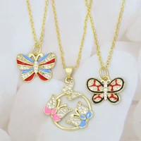 classic candy color butterfly necklace jewelry for women cz zircon exquisite clavicle chain ladies accessories collar mariposa