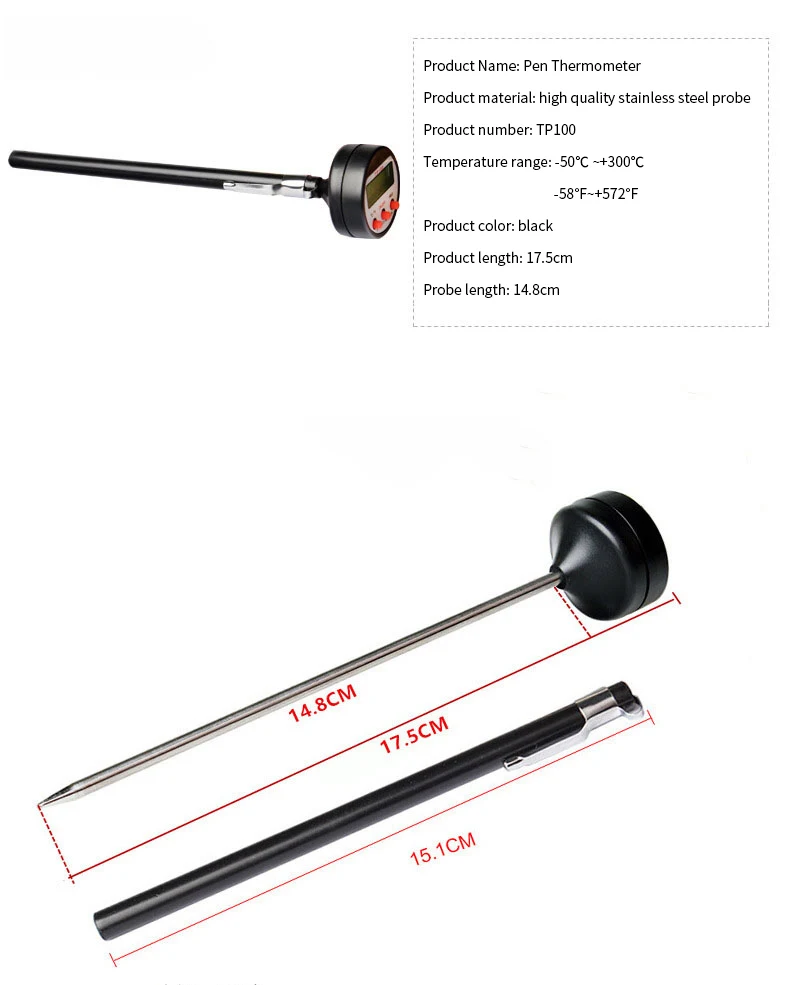 tp100 food milk thermometer electronic digital thermometer for meat cooking probe bbq home kitchen tools 식품 온도