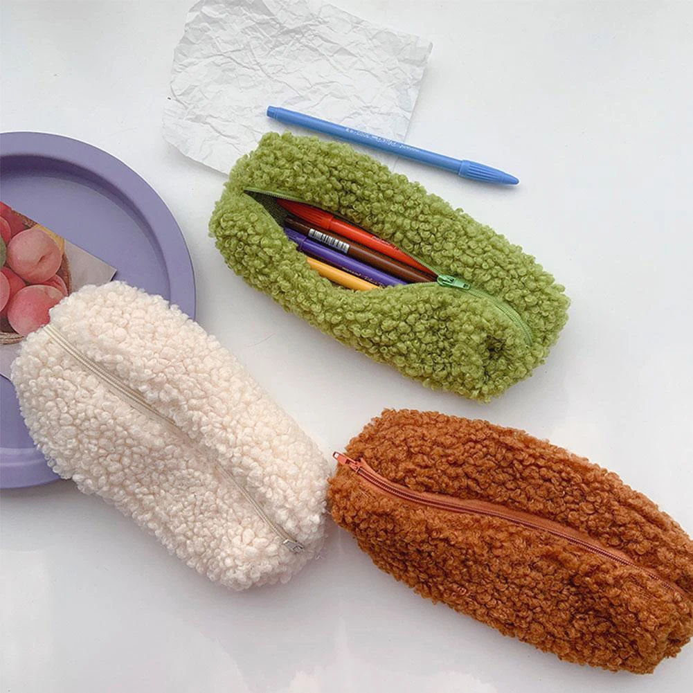 

Pencil Case Pen Pouch Plush Kawaii Zipper Bags Cosmetic Make Up Organizer Pouch School Office Stationery Pencil Bag