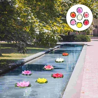 7pcs 10cm artificial floating flowers realistic water pads eva flower pond garden water decoration colorful