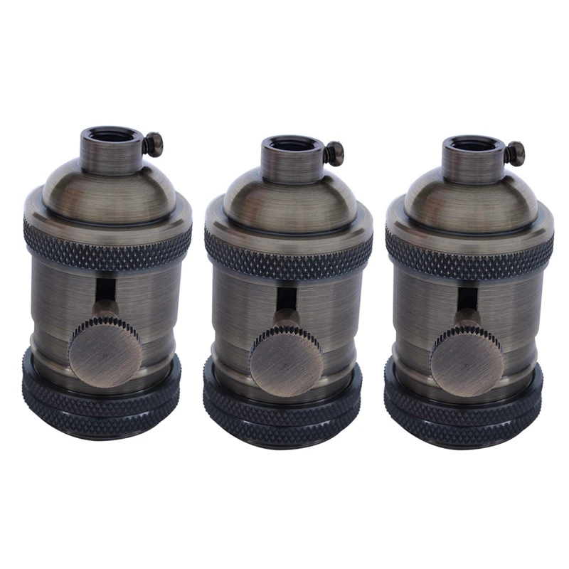 

3X E27 ES Vintage Retro Screw Bulb Socket Lamp Holder Light With Switch Bronze