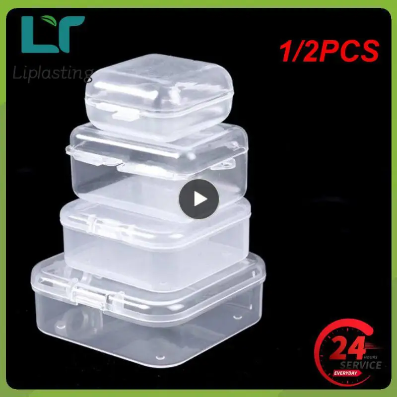 

1/2PCS Mini Storage Box Transparent Plastic Finishing Boxes Organization Storage Plastic Box Earrings Rings Strong