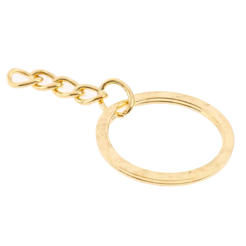 

20Pcs/lot Diameter 28mm Length Key Gold Silver Chains Key Ring Round Keychain For DIY Jewelry Bag Part Making Materrials