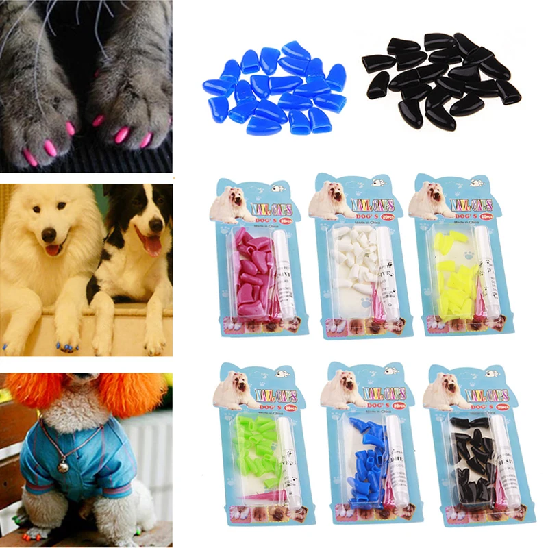 

20 PCS/lot Soft Paw Cat/Dog Nail Caps Colorful Soft Claw Fashion Paw Protection Classic Anti-grab Pet Supplies
