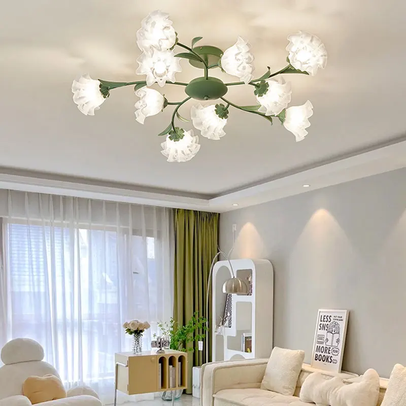 

Chandeliers Modern Garden Style Flower LED Ceiling Lamps For Living Room Creative Dining Room Bedroom Interior Decoration Lamps